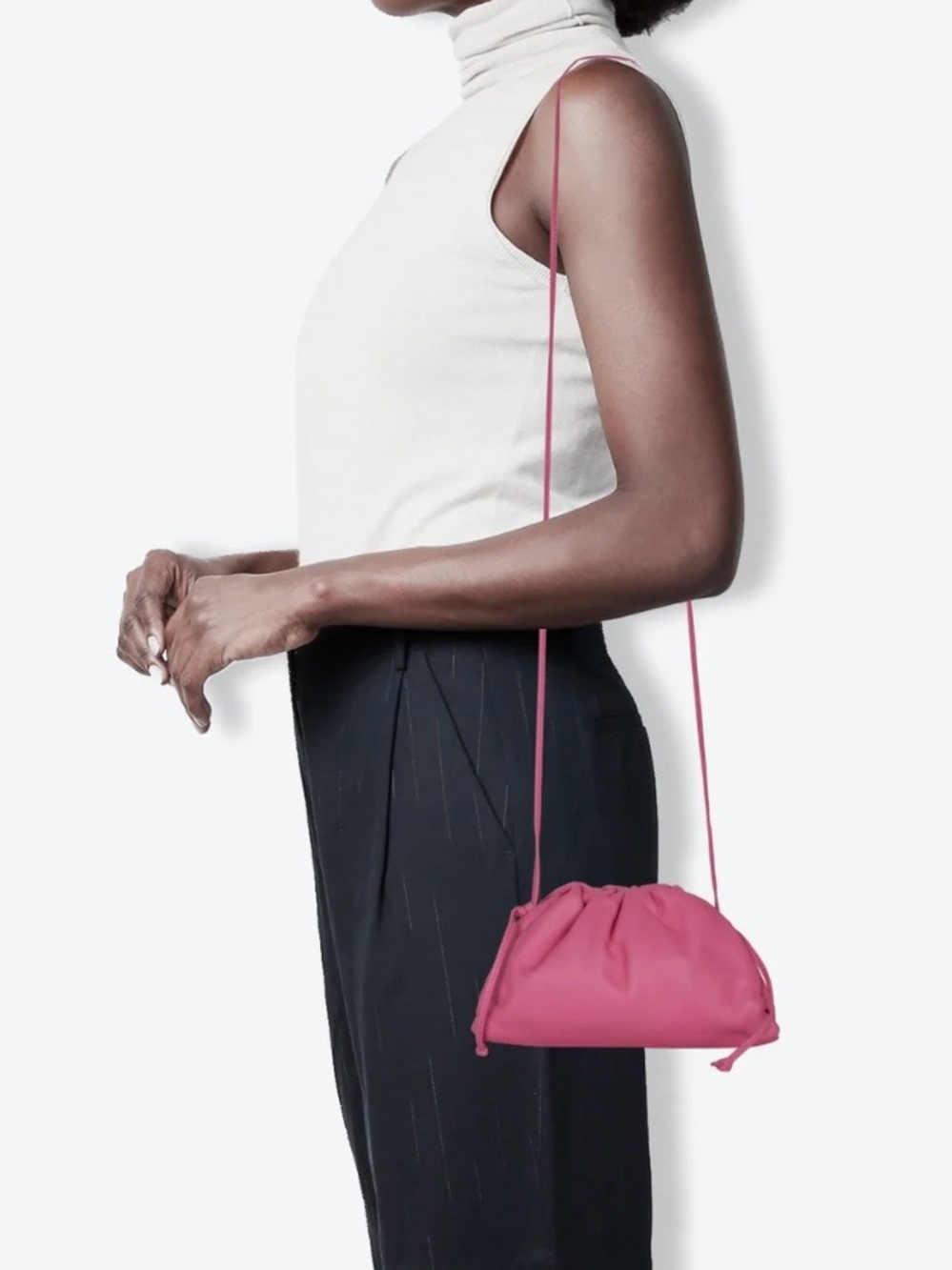 Bottega Veneta The Mini Pouch Gathered Drawstring Bag Pink - Picture 2 of 8